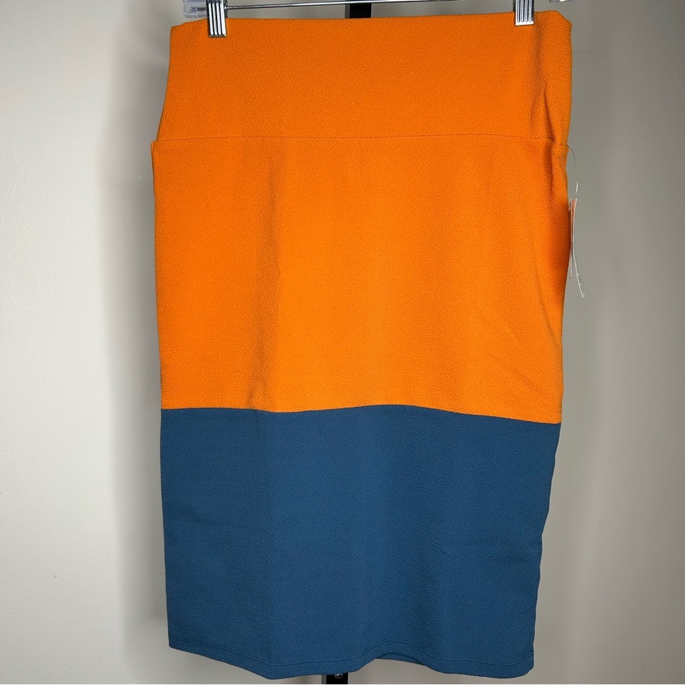 LuLaRoe Medium(10-12) Cassie Skirt-Orange Blue Pencil Skirt Knee-Length new
